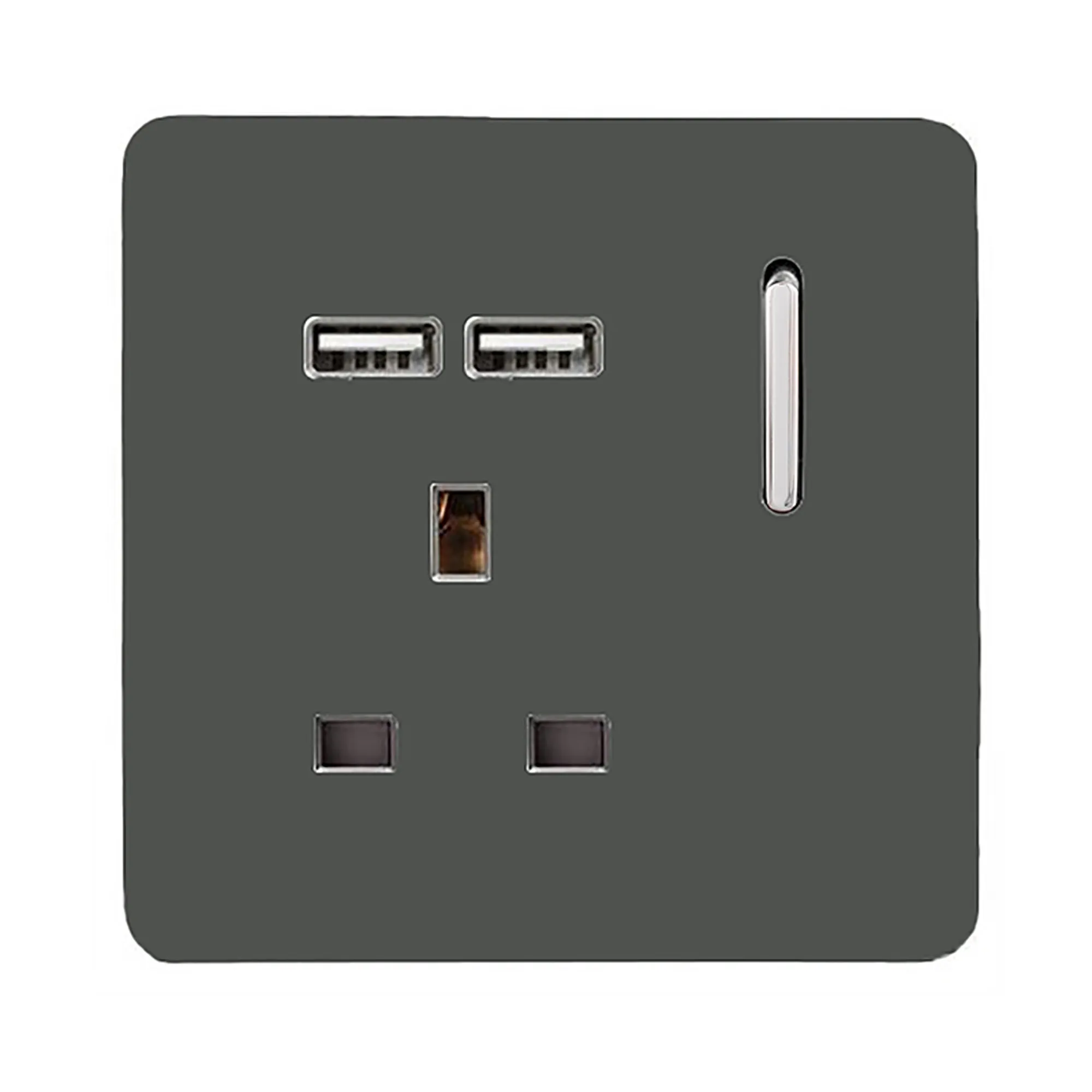 ART-SKT13USBCH  1 Gang 13Amp Switched Single Socket With 2 x USB Charcoal